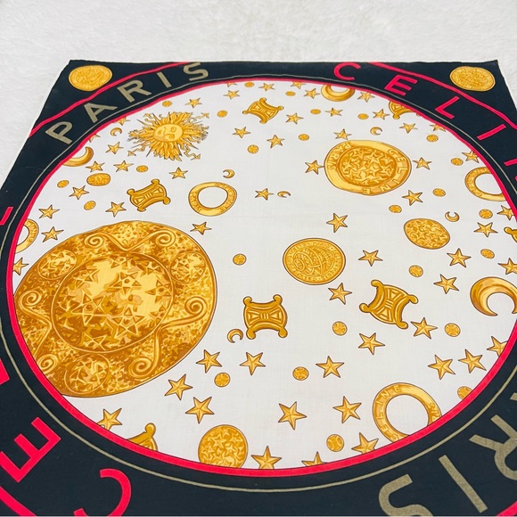 CELINE Paris Square Multicolor Bandanna/Scarf Size 21” x 21”. - Picture 8 of 12